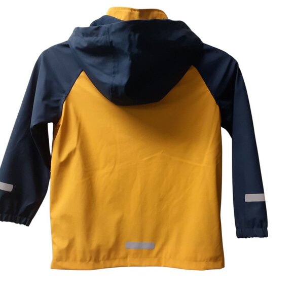 Primark Anorak Jacket Kids Size 6-7 Years Navy Yellow Hooded Long Sleeve - Picture 4 of 6